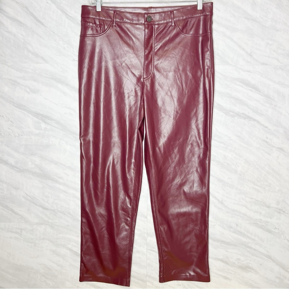 Joie Burgundy Pleather Straight Leg Pants 14